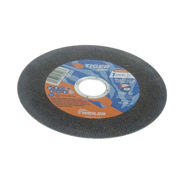 Weiler Type 1, 5 in Dia, 1 mm Thick, Zirconia Alumina, 60 Grit 58006 - main